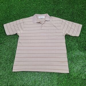 Vintage 90s Puritan Polo Shirt Large 22x27 Brown Stripes